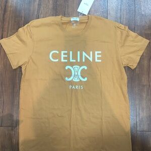 Celine Gold Brown Short Sleeve T-shirt size XXL